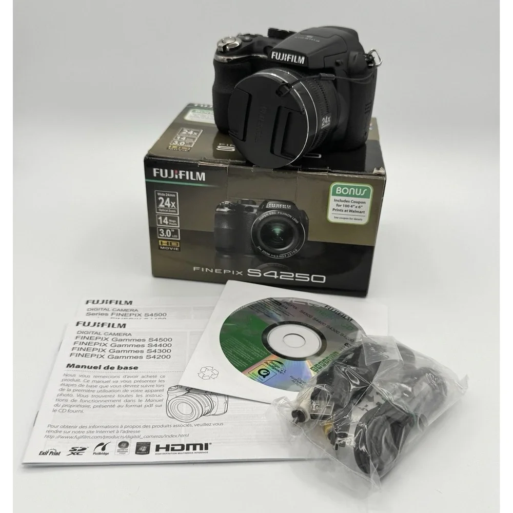 Fujifilm FinePix S4250 14MP‎ Digital Camera 24x Zoom Tested Box Manual Bundle